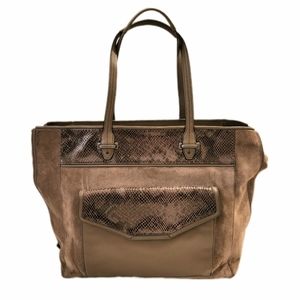 Coach Large Taylor Tan Suede Python Leather Tote Purse Laptop Bag